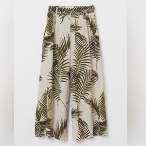 H&M Palm Print Linen Wide Legged Pants